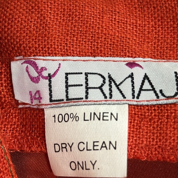(R9) LERMAJ 100% linen vintage skirt from the 70s, size 14 oranges - Picture 13 of 13